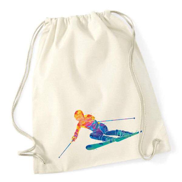 Turnbeutel Ski fahren bunte Silhouette 12 Liter