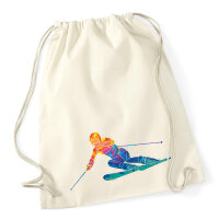 Turnbeutel Ski fahren bunte Silhouette 12 Liter
