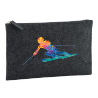 Kulturbeutel Ski fahren bunte Silhouette 1 Liter Charcoal