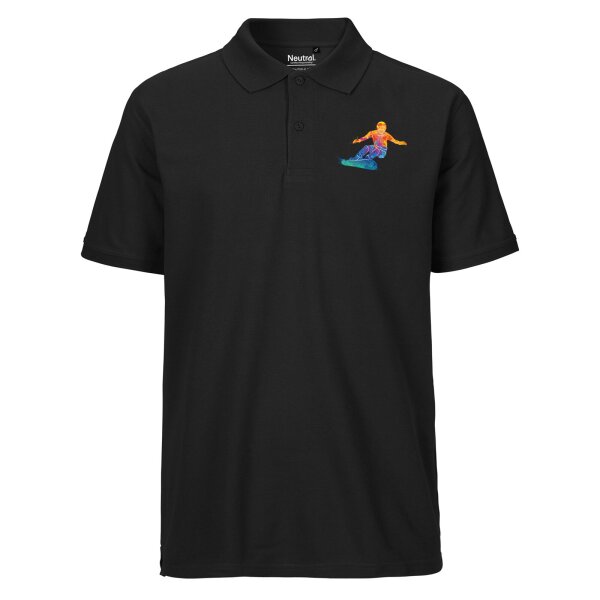 Herren Polo Shirt Snowboarden bunte Silhouette