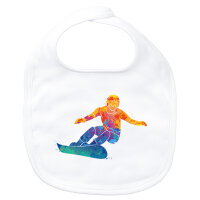 Baby Lätzchen Snowboarden bunte Silhouette...