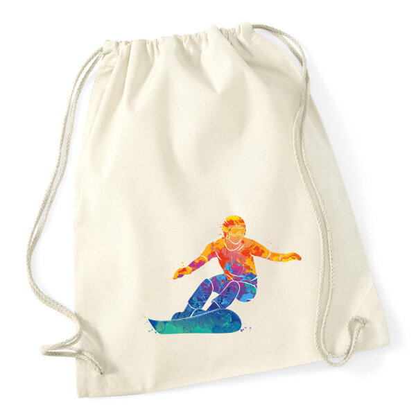 Turnbeutel Snowboarden bunte Silhouette 12 Liter