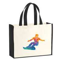 Jutetasche Snowboarden bunte Silhouette 21 Liter Black