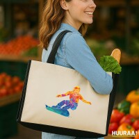 Jutetasche Snowboarden bunte Silhouette 21 Liter Black