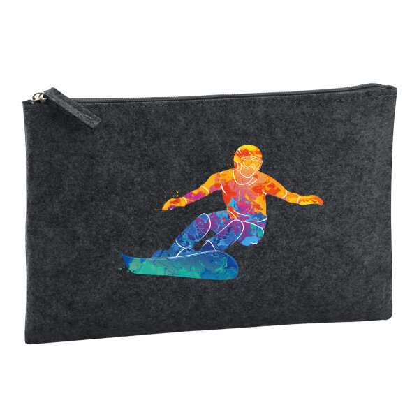 Kulturbeutel Snowboarden bunte Silhouette 1 Liter Charcoal