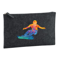 Kulturbeutel Snowboarden bunte Silhouette 1 Liter Charcoal