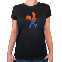 Damen T-Shirt Hobby Horsing bunte Silhouette