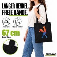 Jutebeutel Hobby Horsing bunte Silhouette 10 Liter