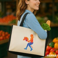 Jutetasche Hobby Horsing bunte Silhouette 21 Liter Black