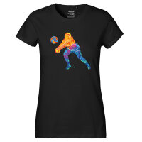 Damen T-Shirt Volleyballerin bunte Silhouette