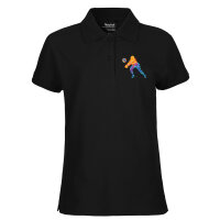 Damen Polo Shirt Volleyballerin bunte Silhouette