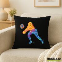 Kissen Volleyballerin bunte Silhouette 40x40cm