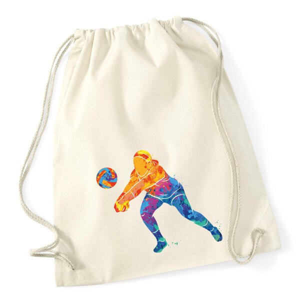 Turnbeutel Volleyballerin bunte Silhouette 12 Liter