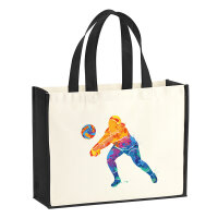 Jutetasche Volleyballerin bunte Silhouette 21 Liter Black