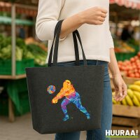 Filz Shopper Volleyballerin bunte Silhouette 22 Liter