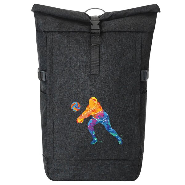 Kurierrucksack Volleyballerin bunte Silhouette 30-44 Liter Black Melange