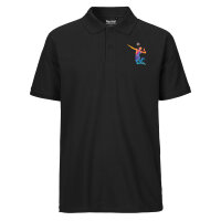 Herren Polo Shirt Volleyballer bunte Silhouette