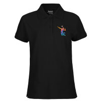 Damen Polo Shirt Volleyballer bunte Silhouette