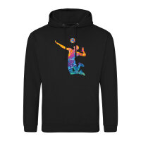 Unisex Hoodie Volleyballer bunte Silhouette