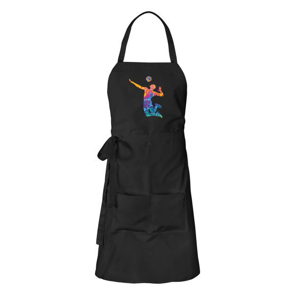 Schürze Volleyballer bunte Silhouette mit Taschen