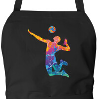 Schürze Volleyballer bunte Silhouette mit Taschen