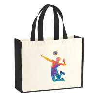 Jutetasche Volleyballer bunte Silhouette 21 Liter Black