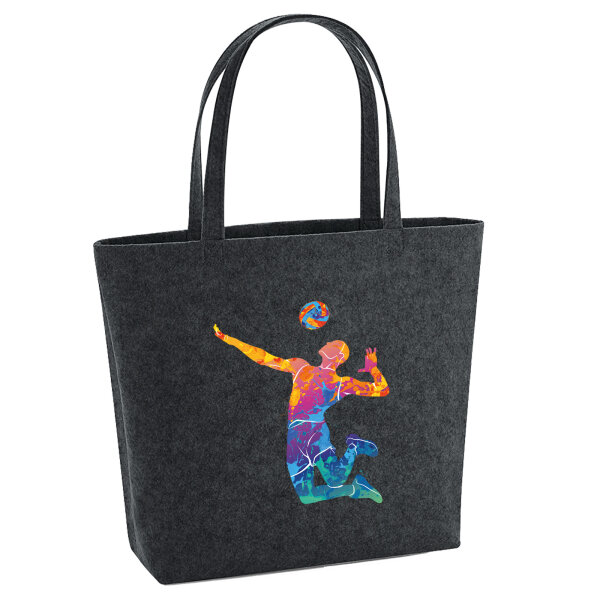 Filz Shopper Volleyballer bunte Silhouette 22 Liter
