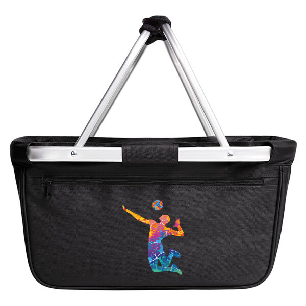 Einkaufskorb faltbar Volleyballer bunte Silhouette 20 Liter Black