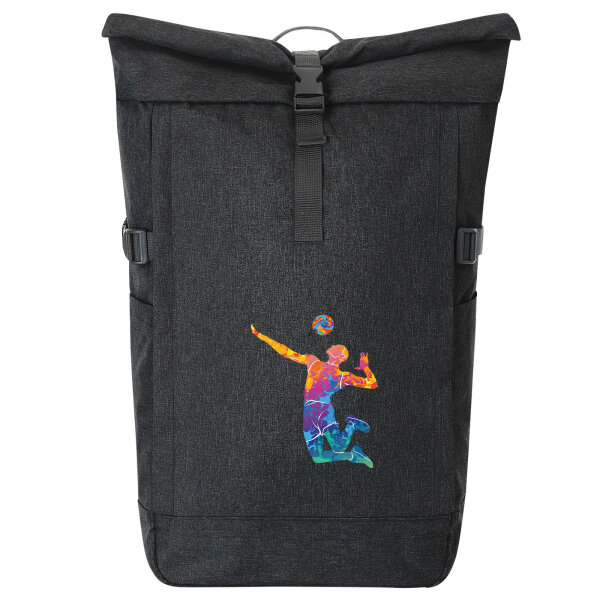 Kurierrucksack Volleyballer bunte Silhouette 30-44 Liter Black Melange
