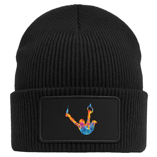 Beanie mit Patch Gymnastik Ringe Black