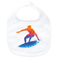 Baby Lätzchen Surfen bunte Silhouette Klettverschluss