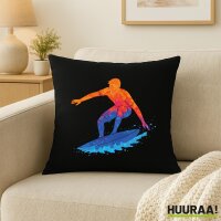 Kissen Surfen bunte Silhouette 40x40cm