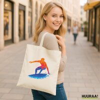 Jutebeutel Surfen bunte Silhouette 10 Liter