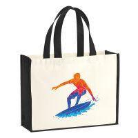 Jutetasche Surfen bunte Silhouette 21 Liter Black