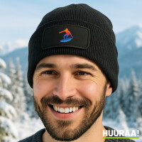 Beanie mit Patch Surfen bunte Silhouette Black