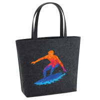 Filz Shopper Surfen bunte Silhouette 22 Liter