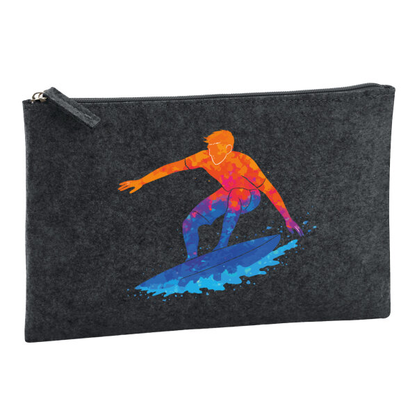 Kulturbeutel Surfen bunte Silhouette 1 Liter Charcoal
