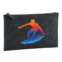 Kulturbeutel Surfen bunte Silhouette 1 Liter Charcoal
