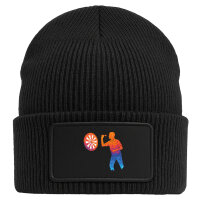 Beanie mit Patch Darts bunte Silhouette Black