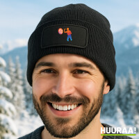 Beanie mit Patch Darts bunte Silhouette Black