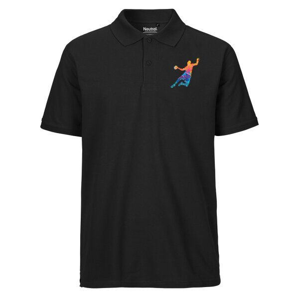 Herren Polo Shirt Handball bunte Silhouette