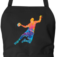 Schürze Handball bunte Silhouette mit Taschen