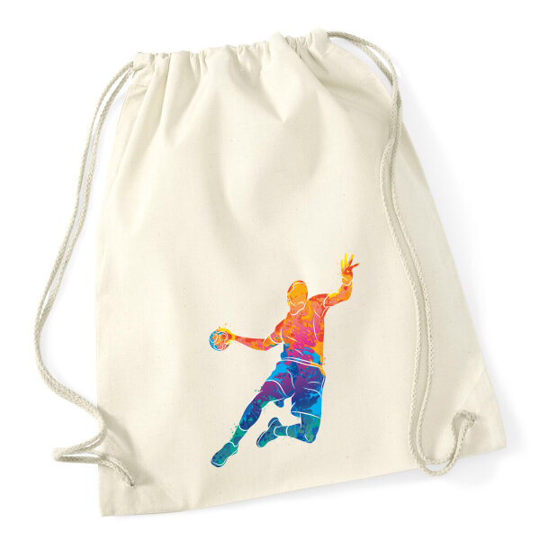 Turnbeutel Handball bunte Silhouette 12 Liter