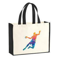 Jutetasche Handball bunte Silhouette 21 Liter Black