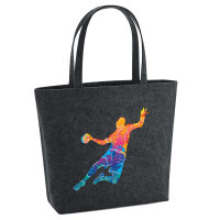 Filz Shopper Handball bunte Silhouette 22 Liter