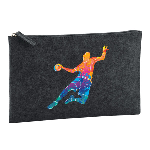 Kulturbeutel Handball bunte Silhouette 1 Liter Charcoal