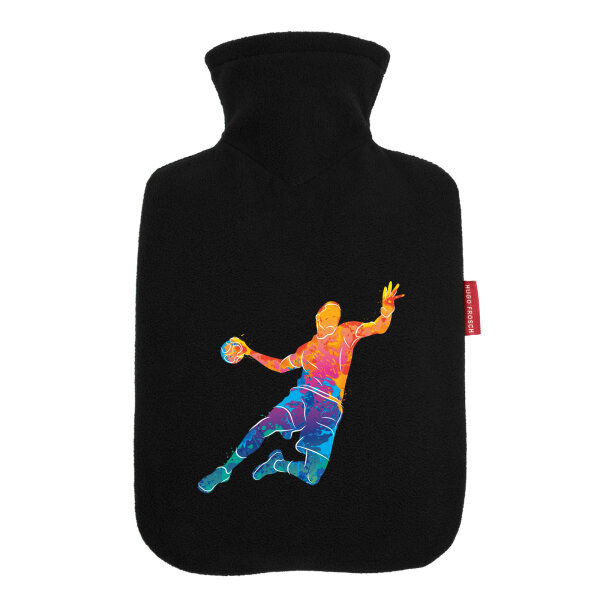 Wärmflasche Handball bunte Silhouette