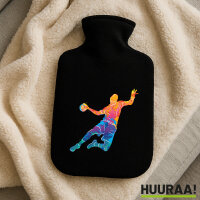 Wärmflasche Handball bunte Silhouette