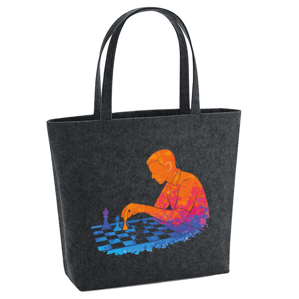 Filz Shopper Schach bunte Silhouette 22 Liter