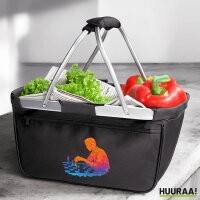 Einkaufskorb faltbar Schach bunte Silhouette 20 Liter Black
